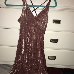 Pink crushed velvet dress